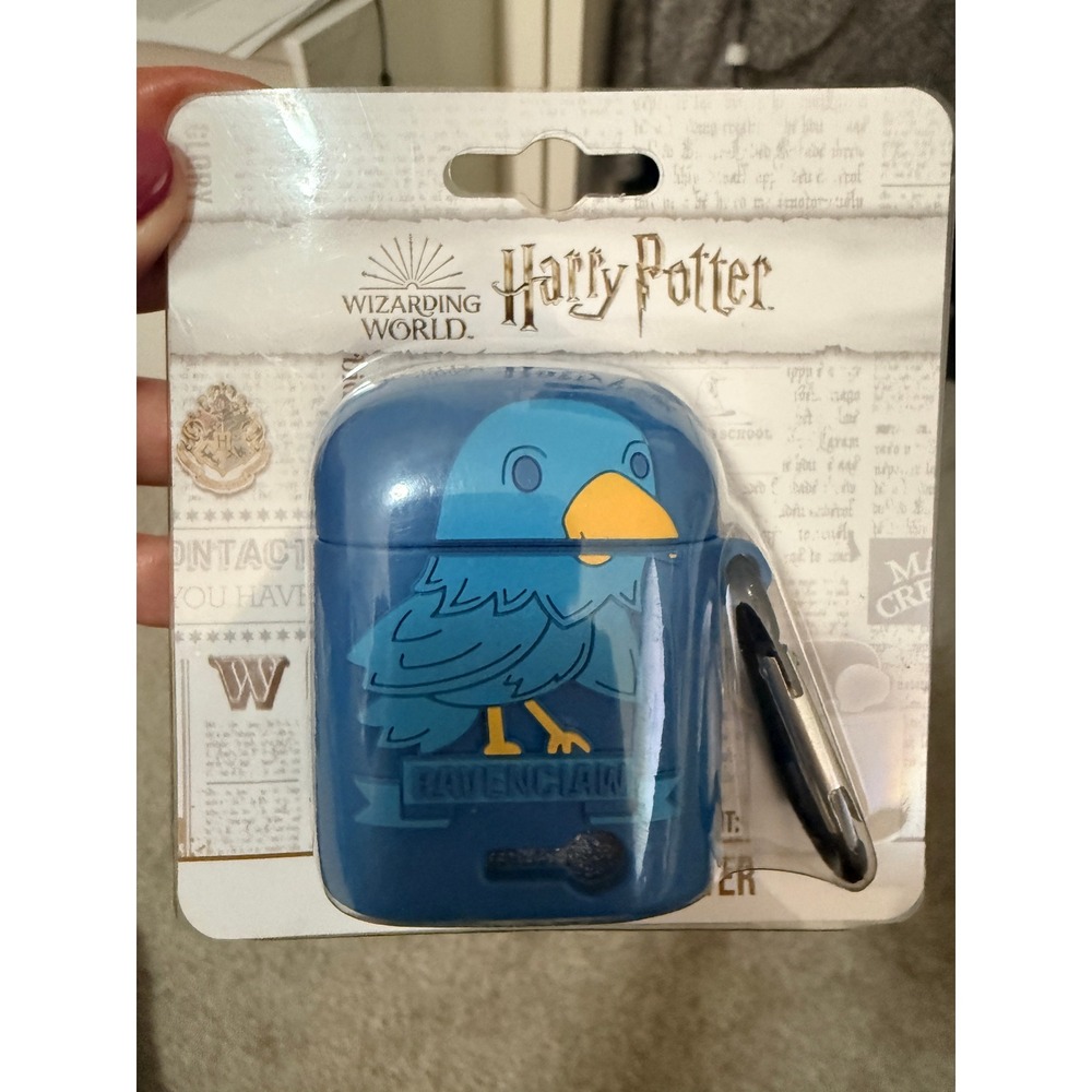 Harry Potter Ravenclaw AirPods Case Gen 1 & 2 Blue Silicone Cover with Carabiner